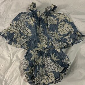 Source Unknown Blue and Cream Kids Matching Set